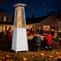 Pyramid Patio Heater, 42000 BTU Outdoor Patio Heater, 7.5 Feet LED Standing Heater with Cover and Wheels, Silver