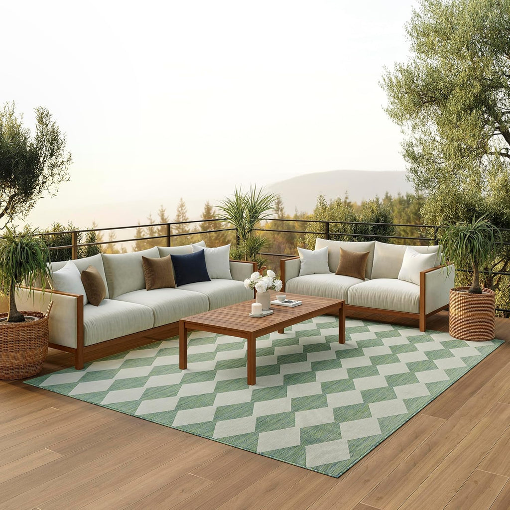 Home Positano Blue Green 9' X 12' Area Rug - Easy Clean, Non Shedding, Bed Room, Living Room, Dining Room, Kitchen (9' X 12')