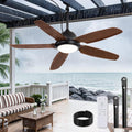 52 Inch Waterproof Outdoor Ceiling Fan with Light for Patio,Brown