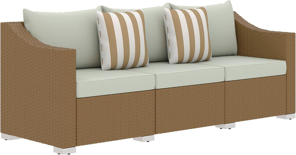 3 Seater Patio Sofa Outdoor Couch Cushions 2 Pillows Light Gray