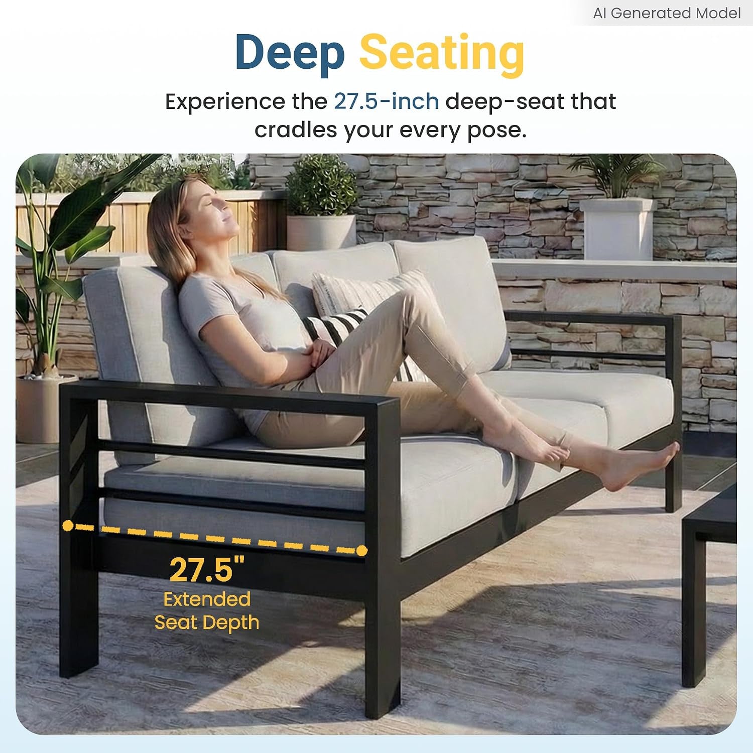 5 Pieces Aluminum Patio Furniture Set with Umbrella, All Weather Oversized Outdoor Furniture Set with Deep Seat and Back Cushion, Patio Conversation Sets Wide Armrest, Light Gray & Gray