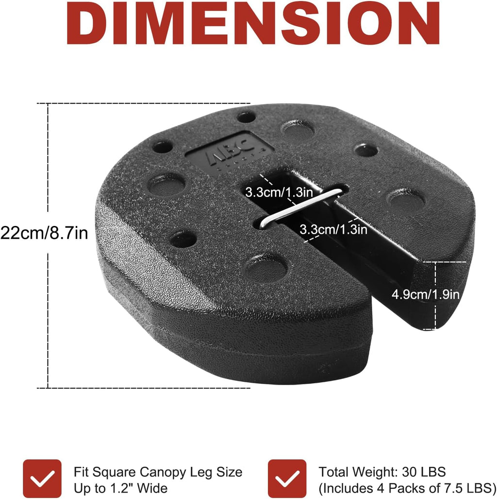 Easy Canopy Weights with Lock Design for Wind Resistance, No Sliding, Stably Secure Tents, Canopies, and Umbrellas at Outdoor Events, 4Pack (30LB)