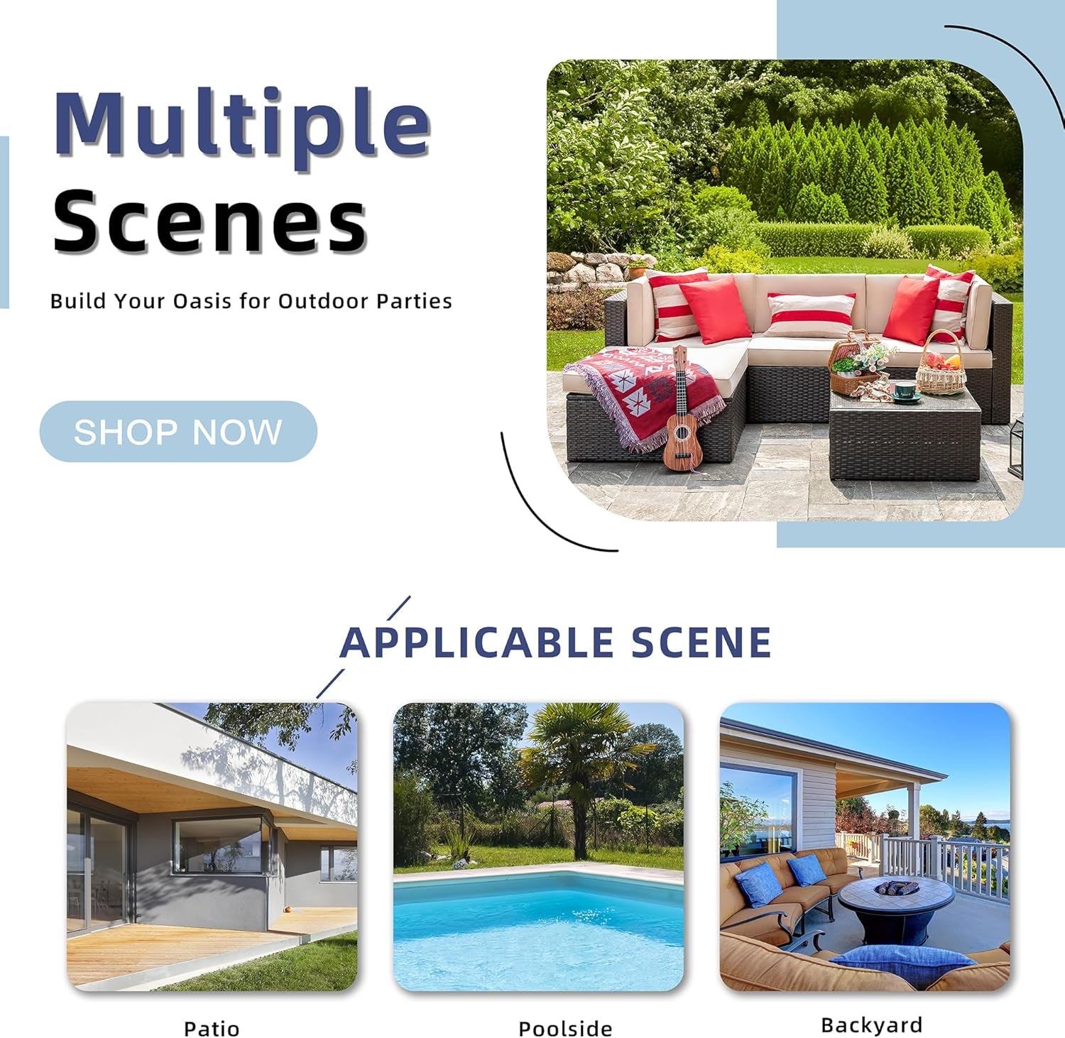 5 Piece Patio Furniture Sets, Outdoor Patio Set Sectional Sofa
