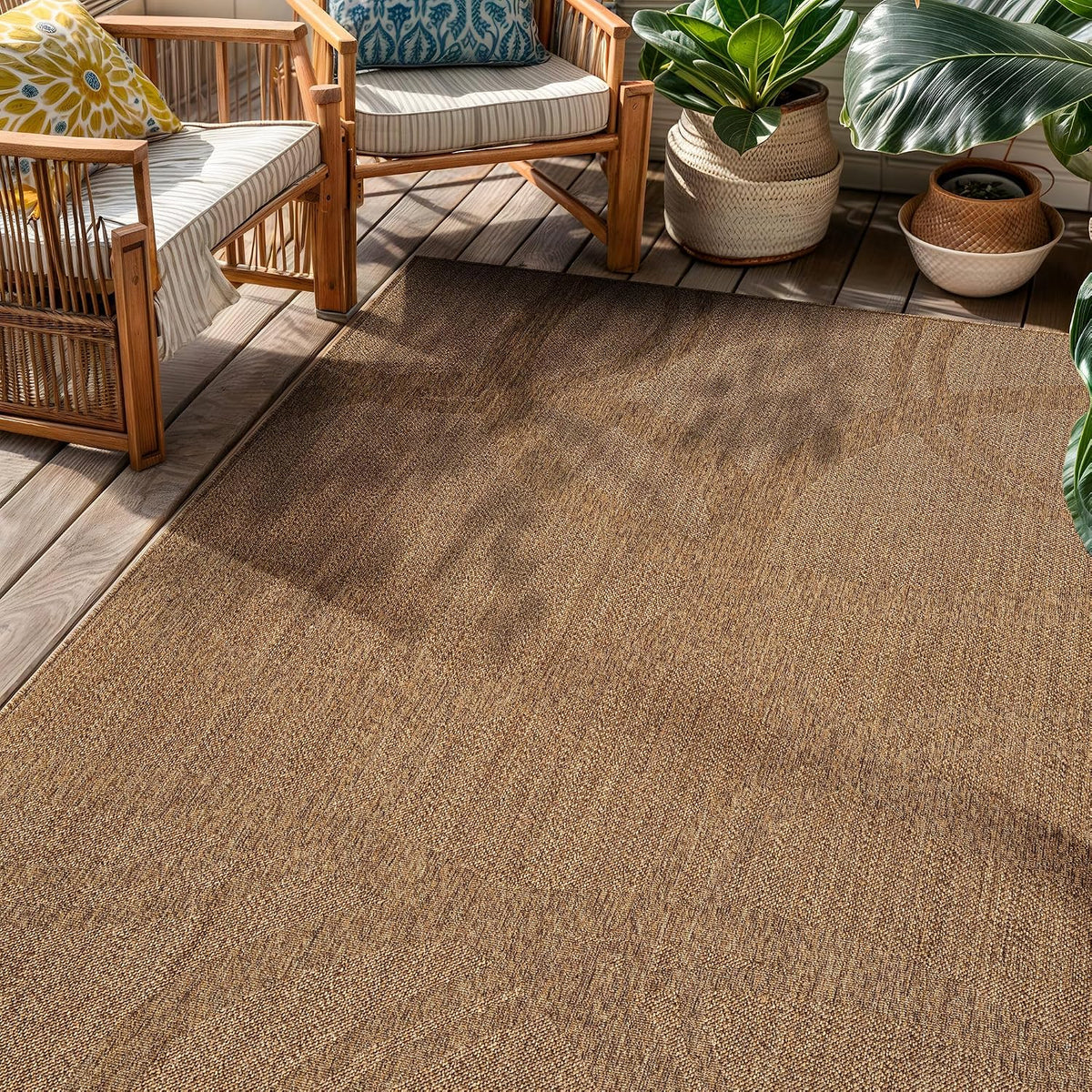 Transitional Indoor Outdoor Rug Natural/Jute 4' X 6'