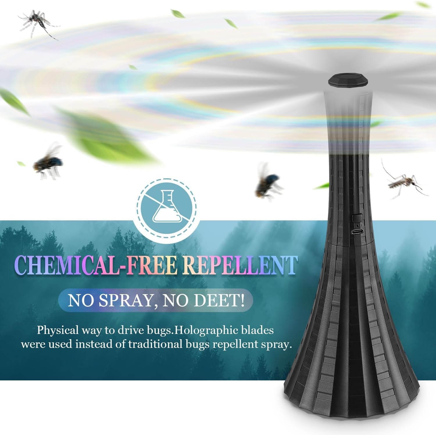 Fly Fans for Tables Rechargeable, Flies Fan USB, Fly Repellent Outdoor Patio to Keep Bugs Away by Soft Blades, Food Fans for Camping, Picnic, Fishing, 6PCS