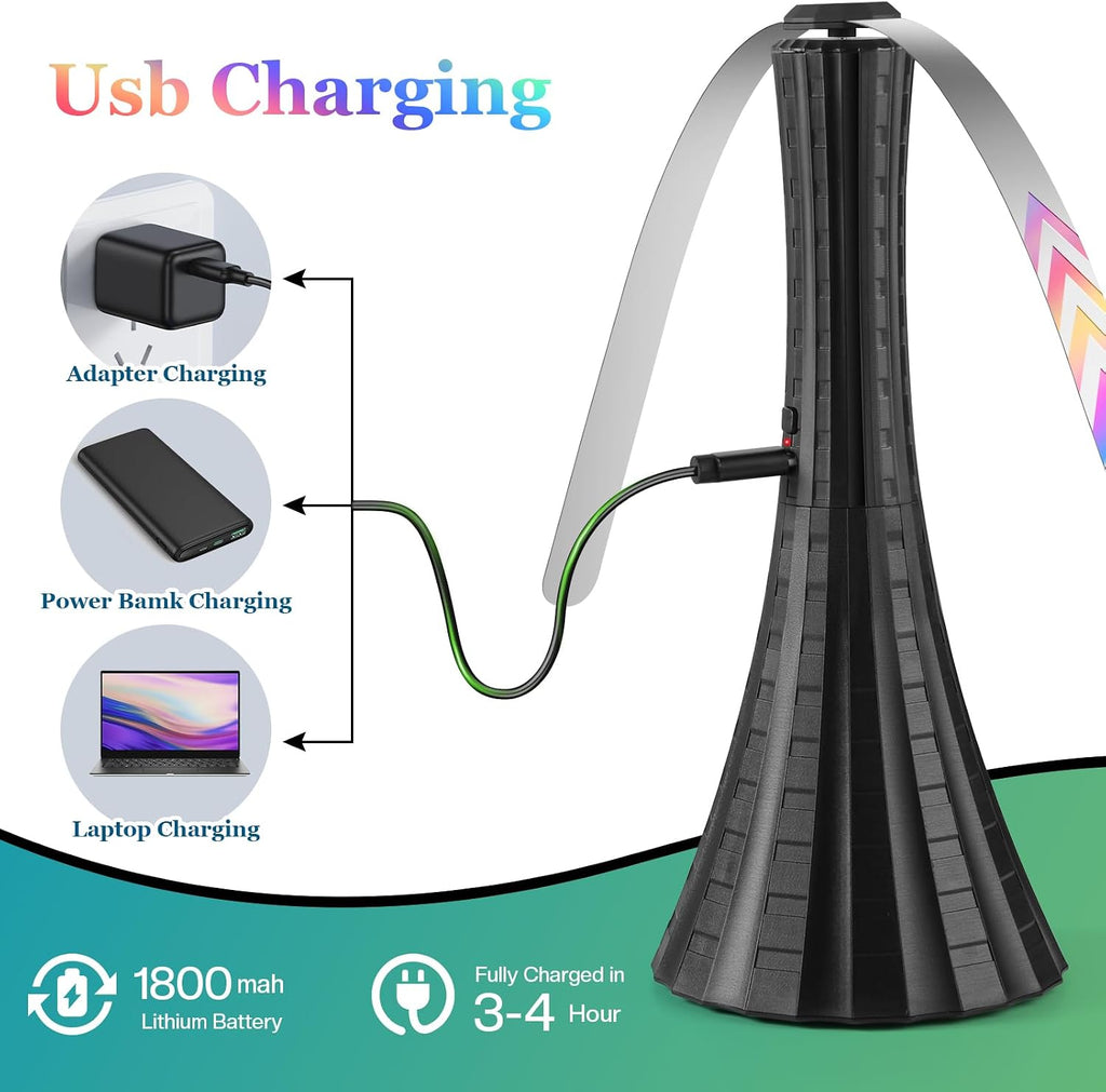 Fly Fans for Tables Rechargeable, Flies Fan USB, Fly Repellent Outdoor Patio to Keep Bugs Away by Soft Blades, Food Fans for Camping, Picnic, Fishing, 6PCS