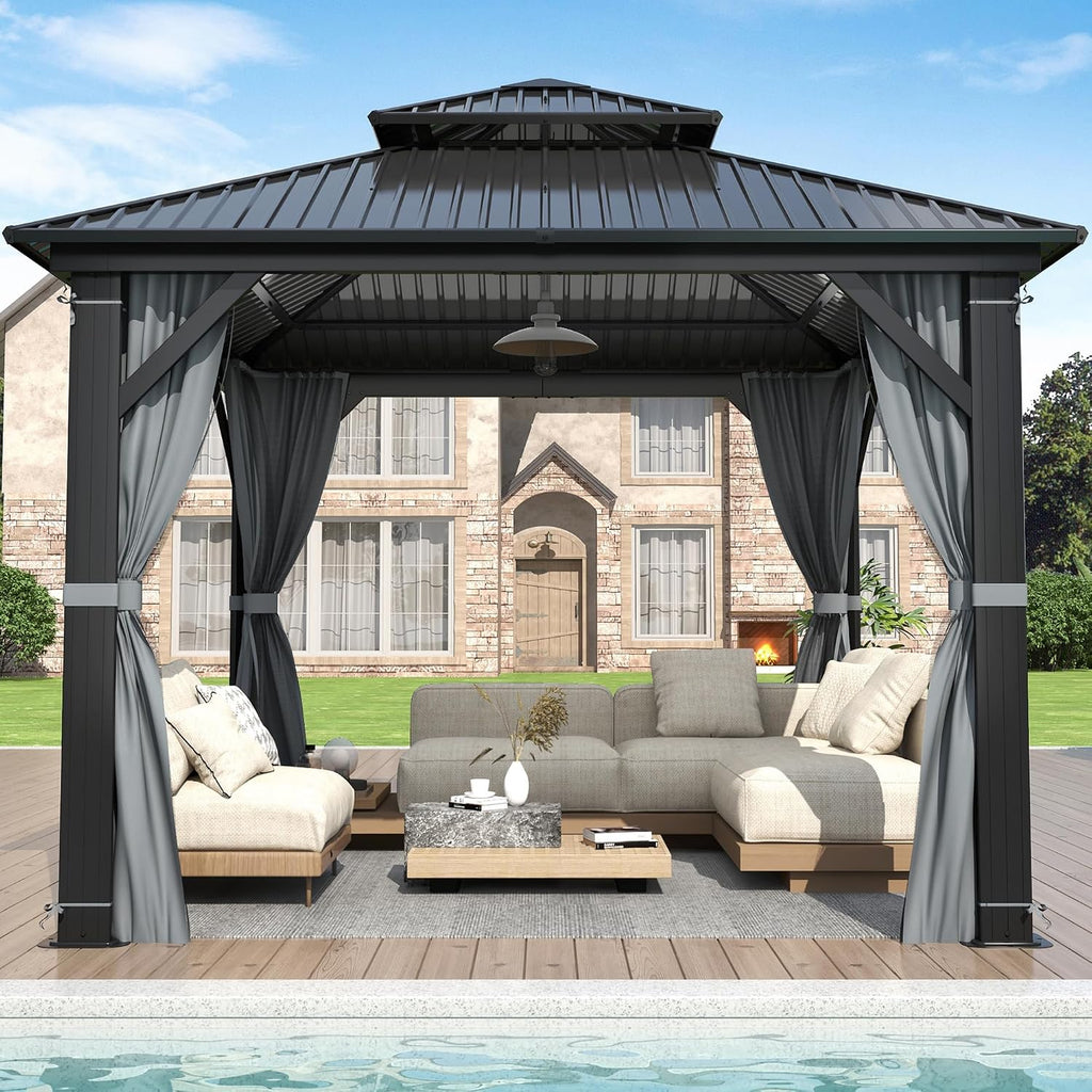 10'X10' Outdoor Hardtop Gazebo with Double Roof
