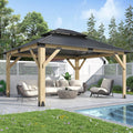 13FT X 15FT Outdoor Wooden Gazebo, Beige