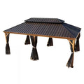 Apollo 12 Ft. X 20 Ft. W Wood like Aluminum Hardtop Gazebo with Galvanized Steel Roof and Mosquito Net
