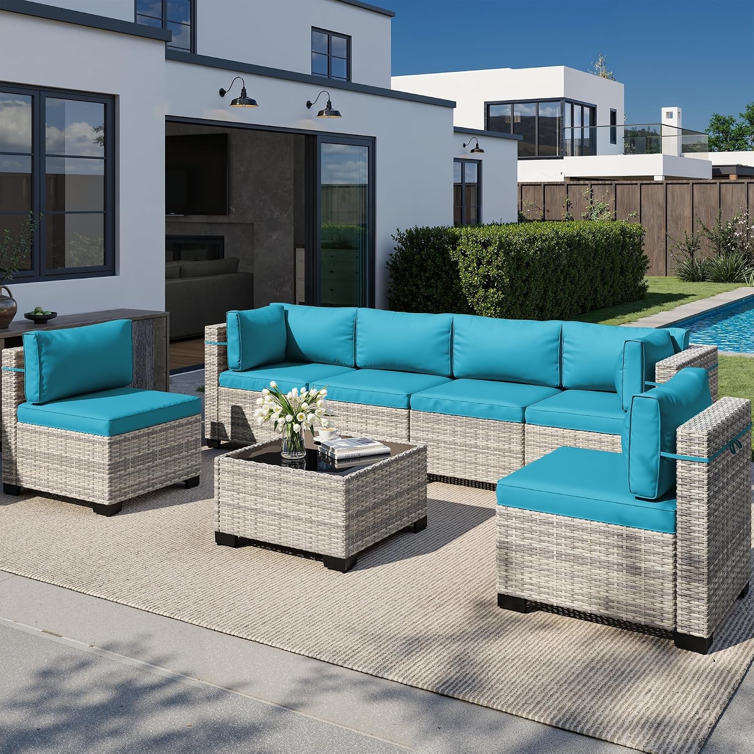 Outdoor Patio Furniture Set PE Wicker Rattan Outdoor Sectional Sofa