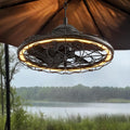 20" Outdoor Ceiling Fan, IP65 Waterproof Gazebo Fan with Light, Remote Control，6 Speeds，3Cct, Plug in Caged Ceiling Fan with Hanging Hook for Patio, Porch, Canopy