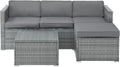 Patio Furniture Set - 3-Piece Rattan Outdoor Sectional, Ottoman, and Table Combo - Deck, Pool, Sunroom, or Backyard Furniture by  (Gray)