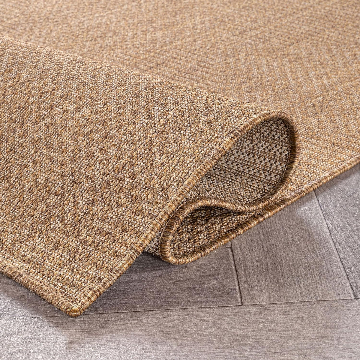 Modern Grid Indoor Outdoor Runner Rug Sand/Natural 2'3" X 8'