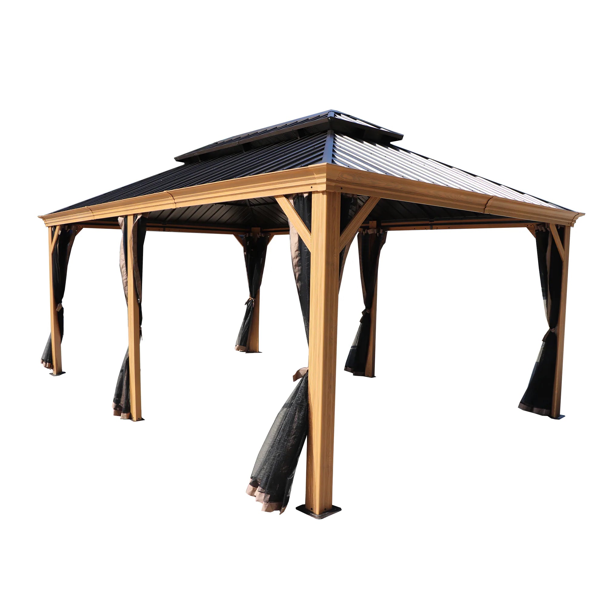 Gazebo 12-Ft X 16-Ft Hardtop Roof Aluminum Gazebo (Screen Included)