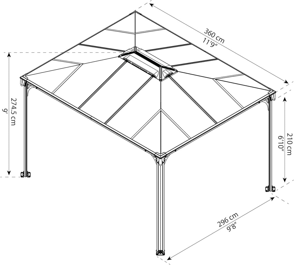 - Canopia Martinique 3600 10' X 12' X 9’ Metal Gazebo, Gray/Bronze