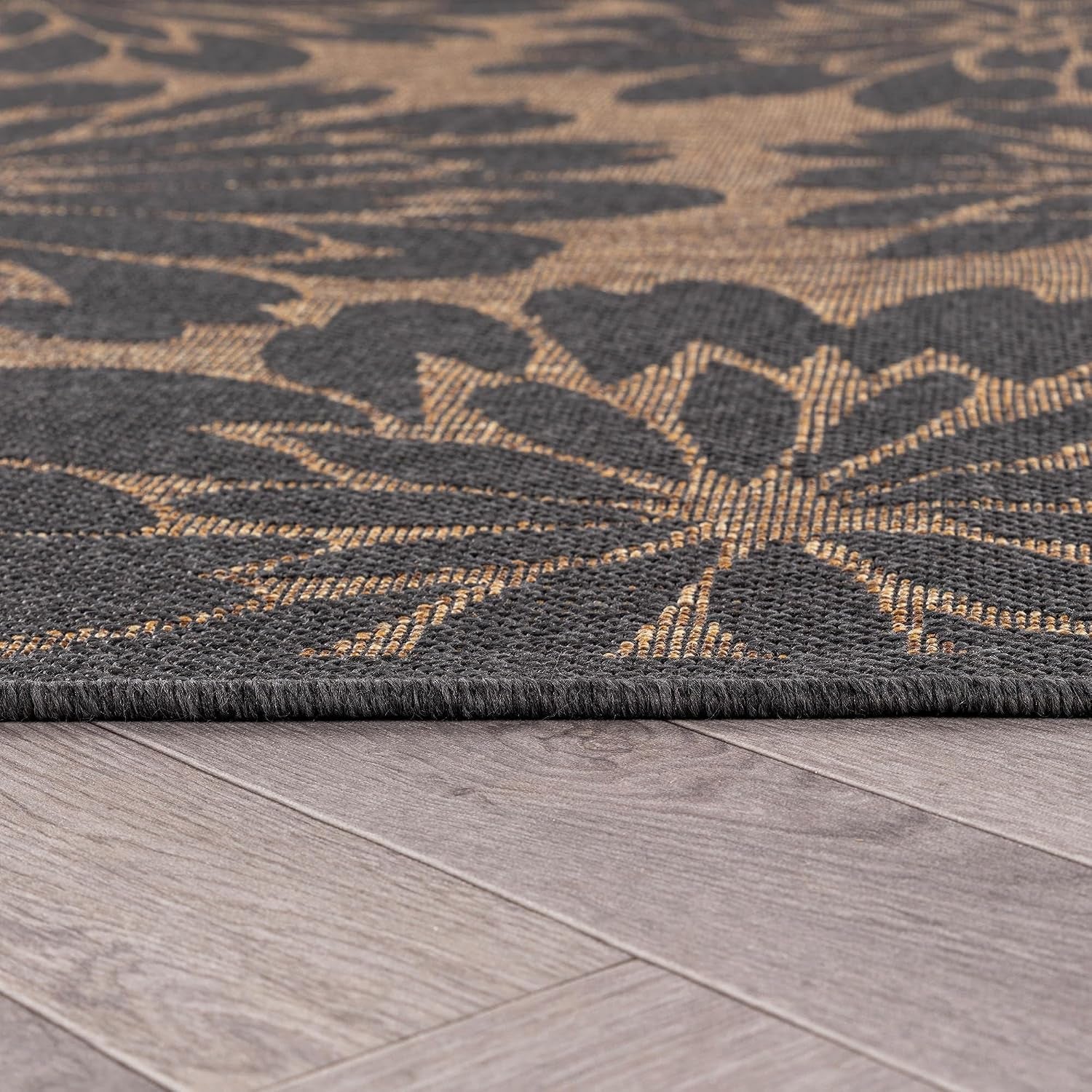 Transitional Indoor Outdoor Runner Rug Dark Gray/Natural 2'3" X 6'