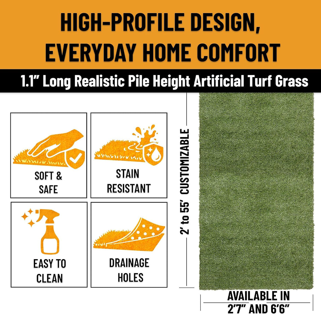 Artificial Grass Outdoor Rug for All-Weather Use, Realistic Faux Turf with Drainage Holes, 6'6" X 10'