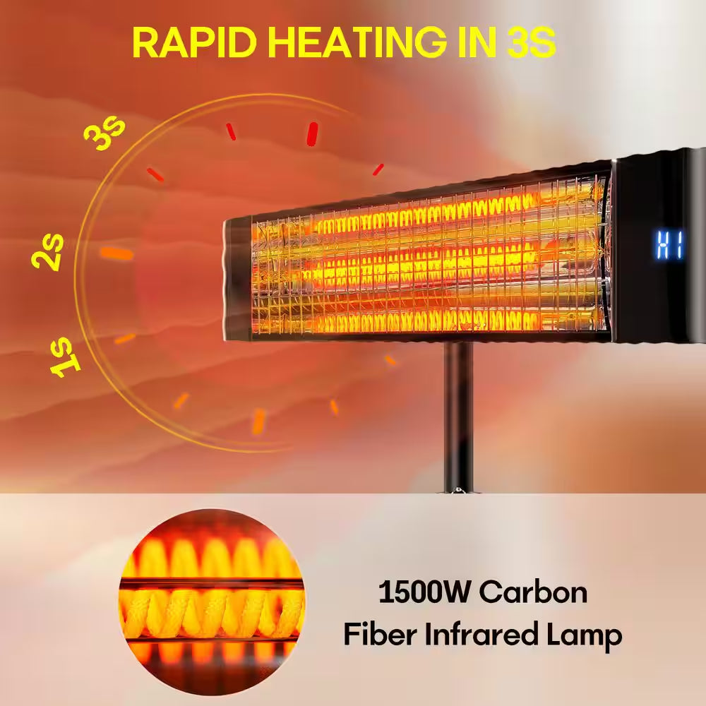Electric Outdoor Heater, Wall/Ceiling/Tripod Infrared Patio Heater Warmer for Outdoor Indoor Use, 1500W, CSA Certificate