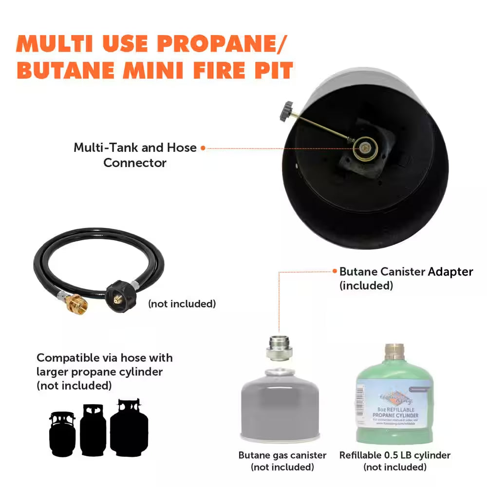 Smokeless Outdoor Mini Tabletop Fire Bowl Pit Dual Fuel Propane and Butane