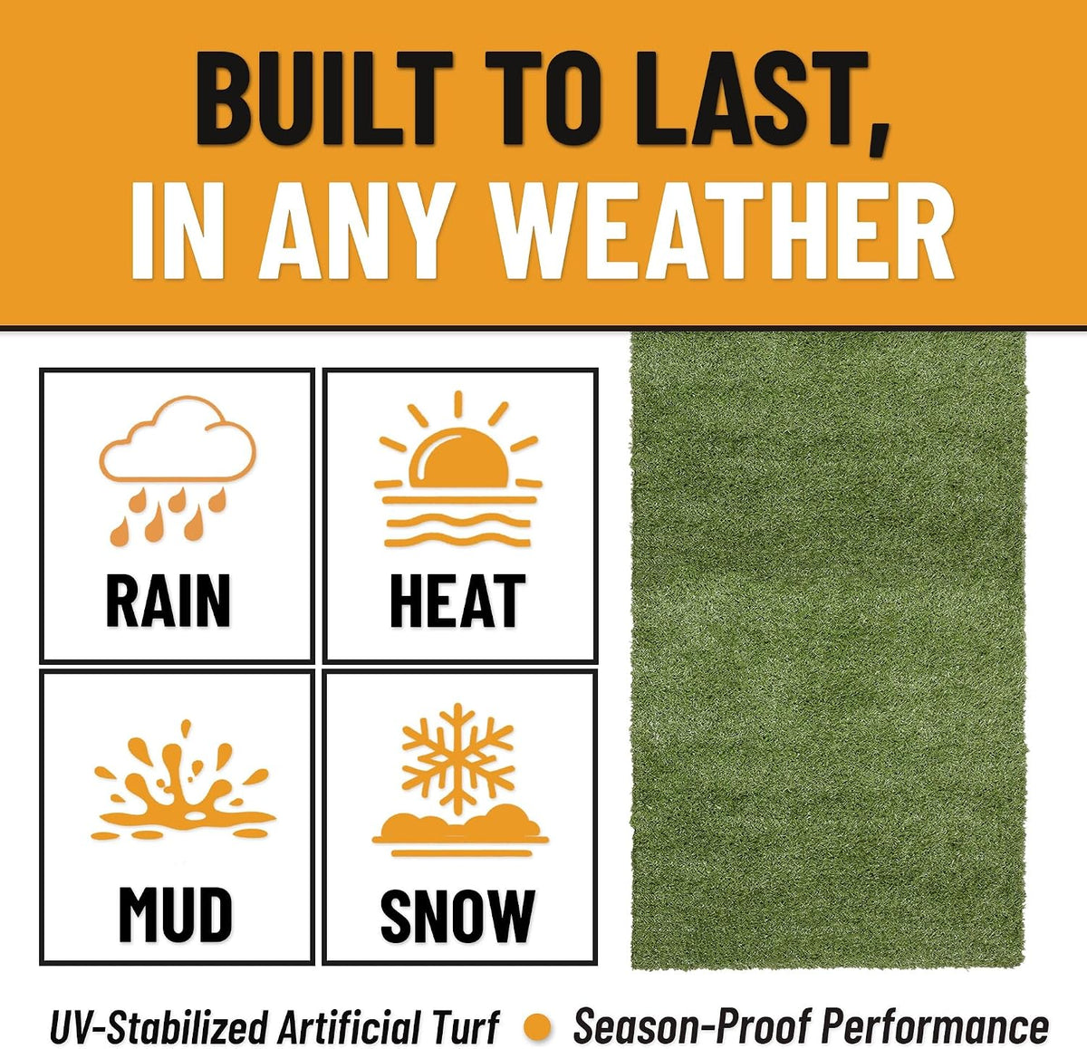 Artificial Grass Outdoor Rug for All-Weather Use, Realistic Faux Turf with Drainage Holes, 6'6" X 10'