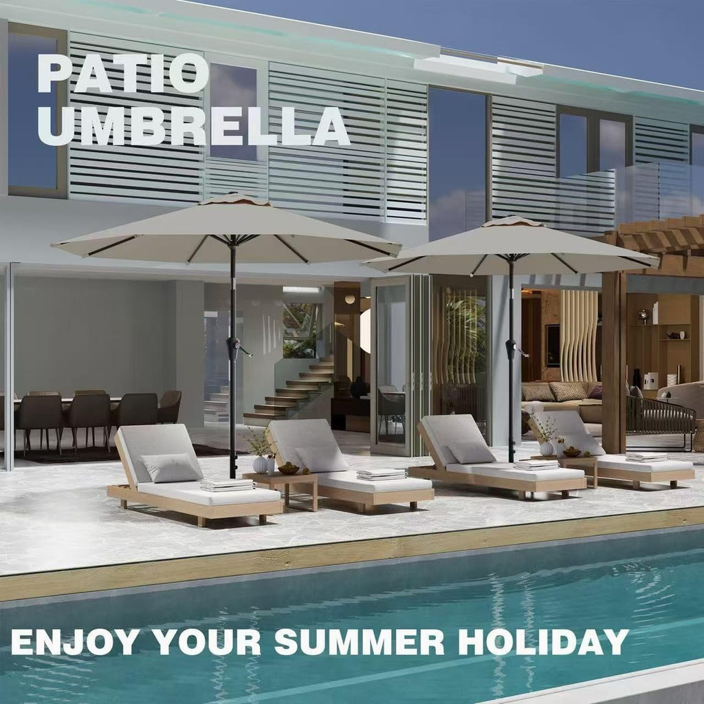 9FT Patio Umbrella Outdoor Table Umbrella Tilt Crank UV Resistant Pool Shade