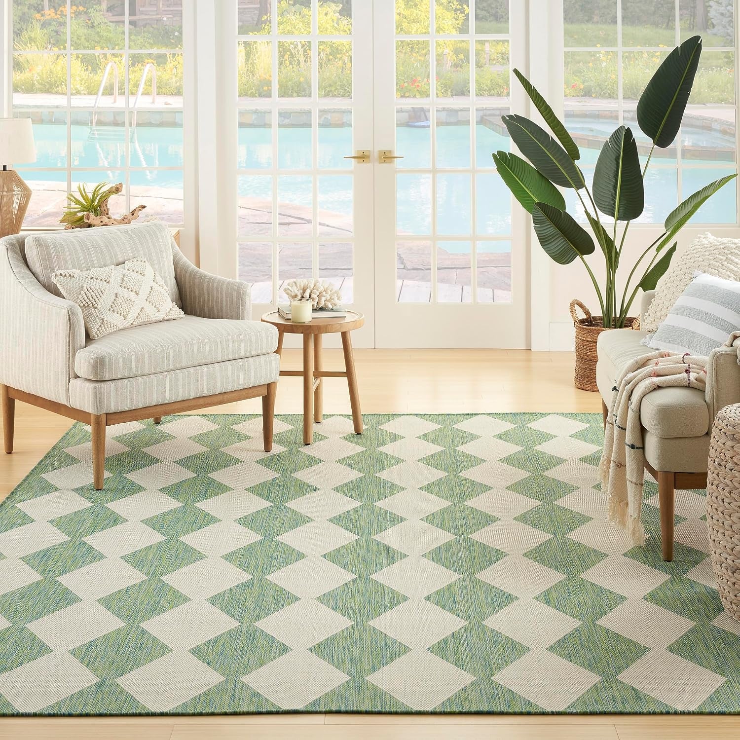 Home Positano Blue Green 9' X 12' Area Rug - Easy Clean, Non Shedding, Bed Room, Living Room, Dining Room, Kitchen (9' X 12')