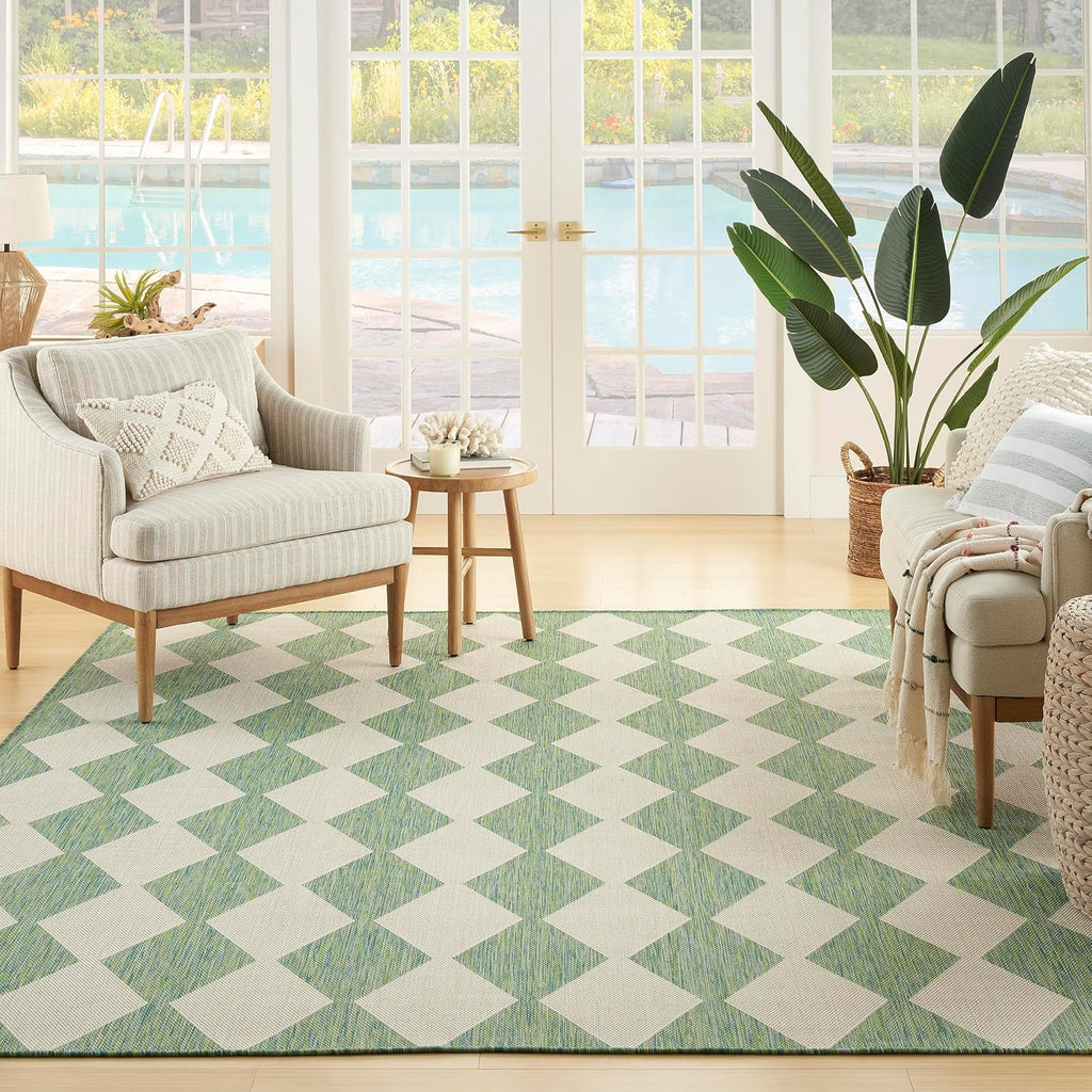 Home Positano Blue Green 9' X 12' Area Rug - Easy Clean, Non Shedding, Bed Room, Living Room, Dining Room, Kitchen (9' X 12')