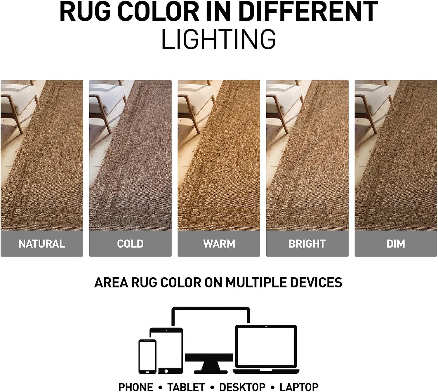Modern Stripe Border Indoor Outdoor Rug Natural/Jute 4' X 6'