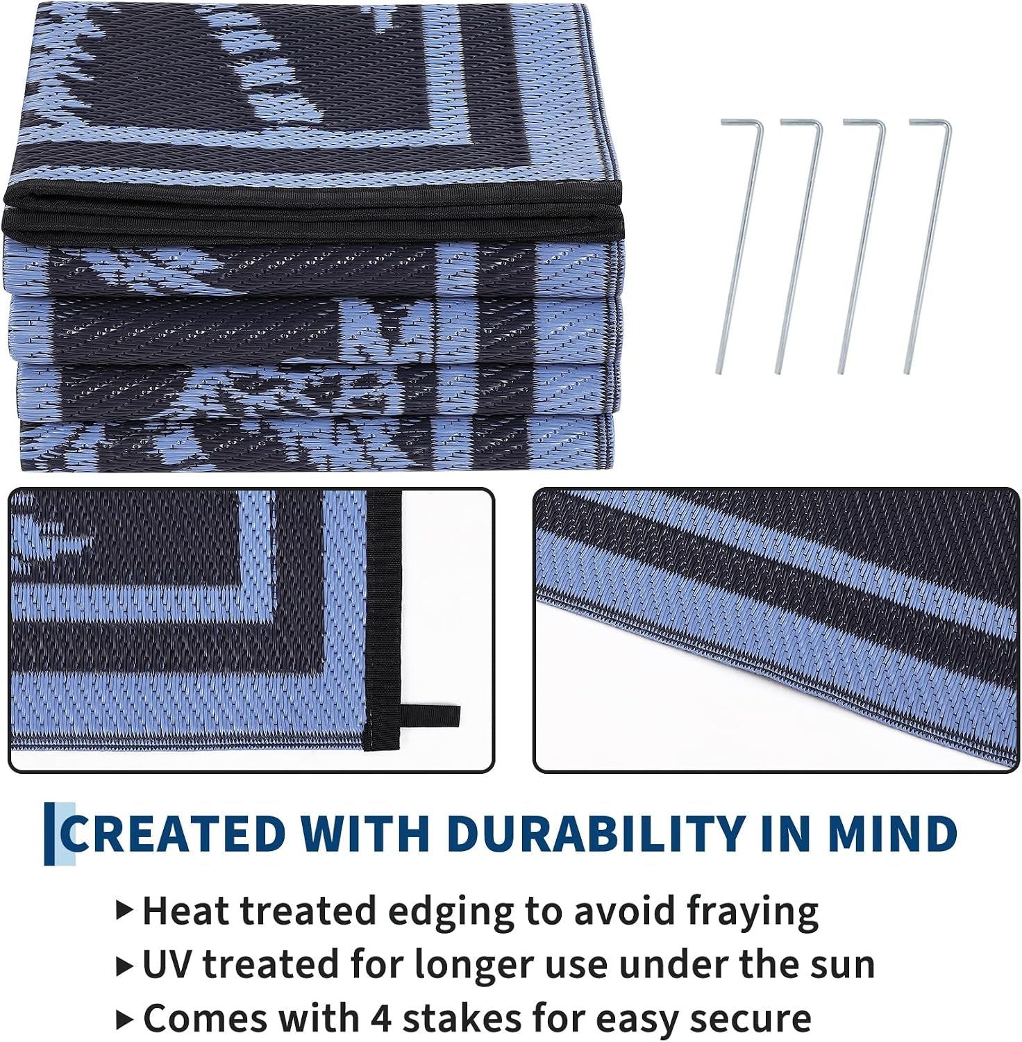Outdoor Rug 8X10 Waterproof for Patios, Reversible Plastic Straw Rug, Tropical Leaf Indoor Outdoor Rugs, Large Area Rug for RV, Camping, Deck, Picnic Mat, outside Carpet