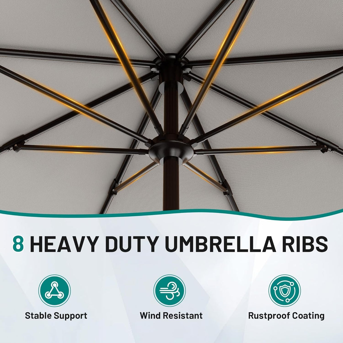 9FT Patio Umbrella Outdoor Table Umbrella Tilt Crank UV Resistant Pool Shade
