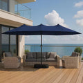 15 Ft. Market Patio Umbrella with Crank, UPF50+ Polyester Canopy and Weighted Base in Navy Blue