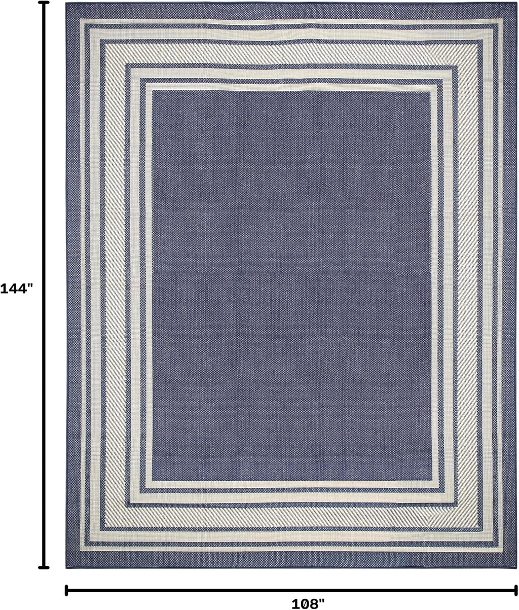 Home Horizon Indoor/Outdoor Navy 9' X 12' Area Rug - Easy Clean, Non Shedding, Bed Room, Living Room, Dining Room, Kitchen (9' X 12')