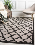 Outdoor Trellis Collection Area Rug - Tulsa (6' 1" X 9' Rectangle, Black/ Ivory)