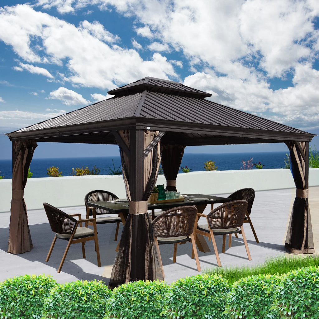 Alexander 10-Ft X 12-Ft Hardtop Roof Aluminum Gazebo (Screen Included)