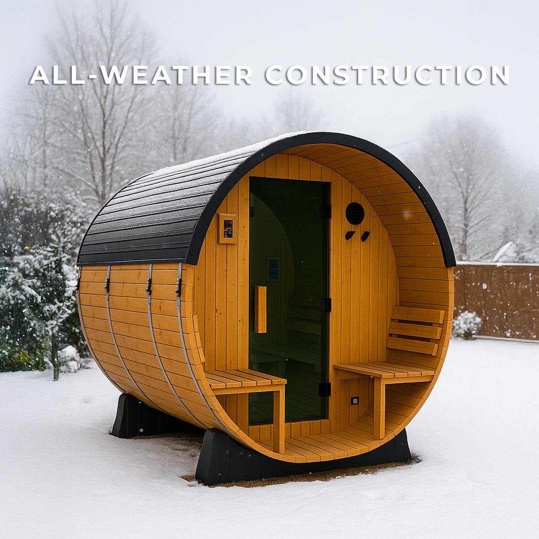 Paxton Outdoor Barrel Sauna with Porch - 4-6 Person