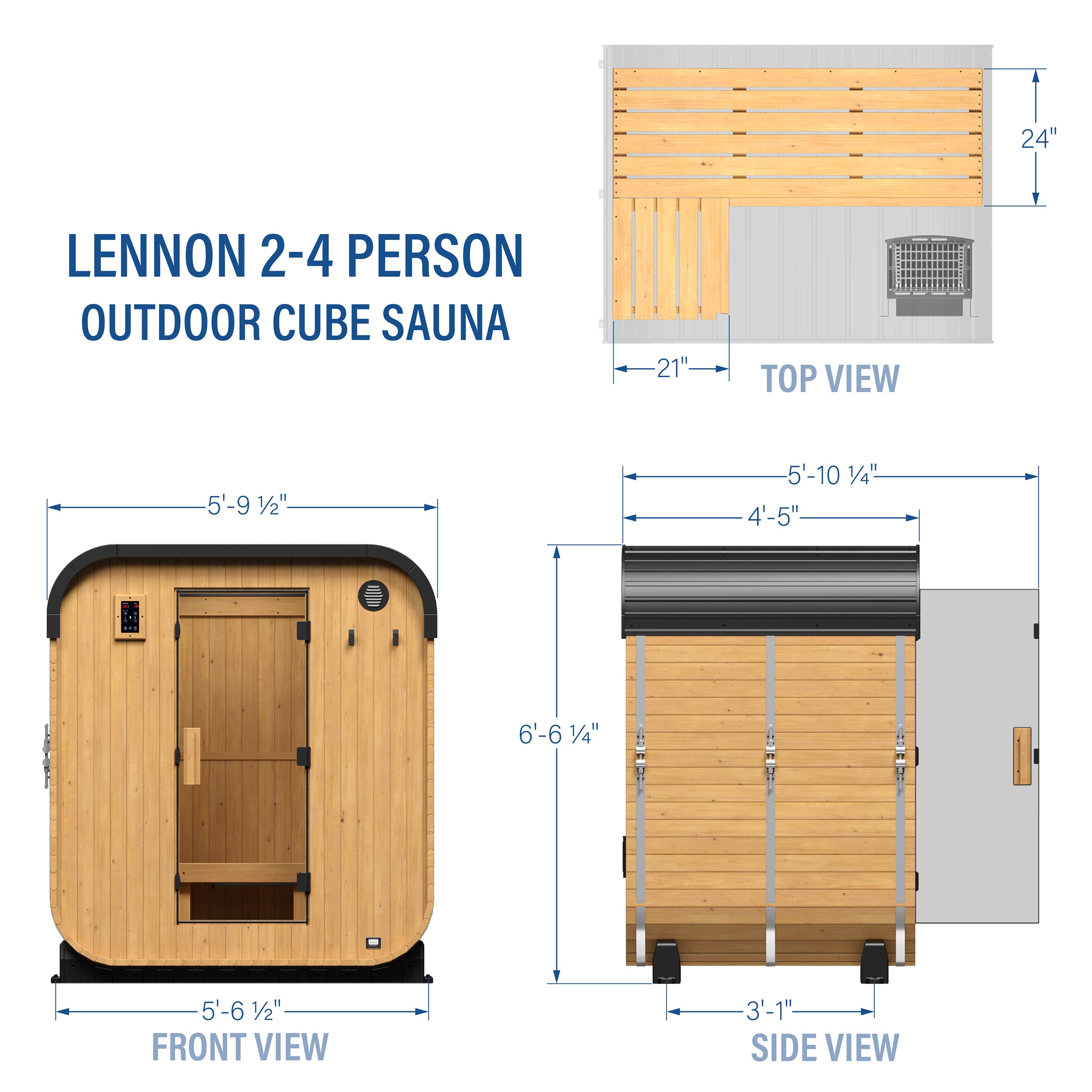 Lennon Outdoor Cube Sauna - 2-4 Person