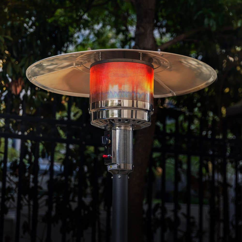 Metal Sparkling Gray Propane Gas Outdoor Heater with Wheels, ETL Certified
