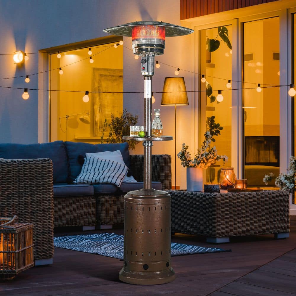 Metal Sparkling Gray Propane Gas Outdoor Heater with Wheels, ETL Certified