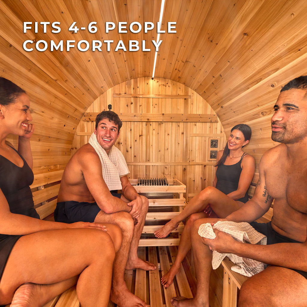 Paxton Outdoor Barrel Sauna with Porch - 4-6 Person