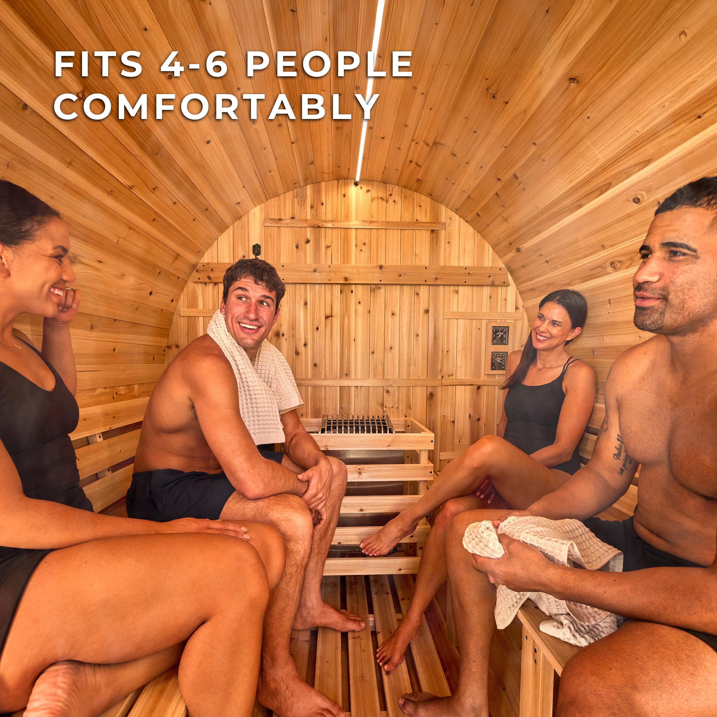 Paxton Outdoor Barrel Sauna with Porch - 4-6 Person