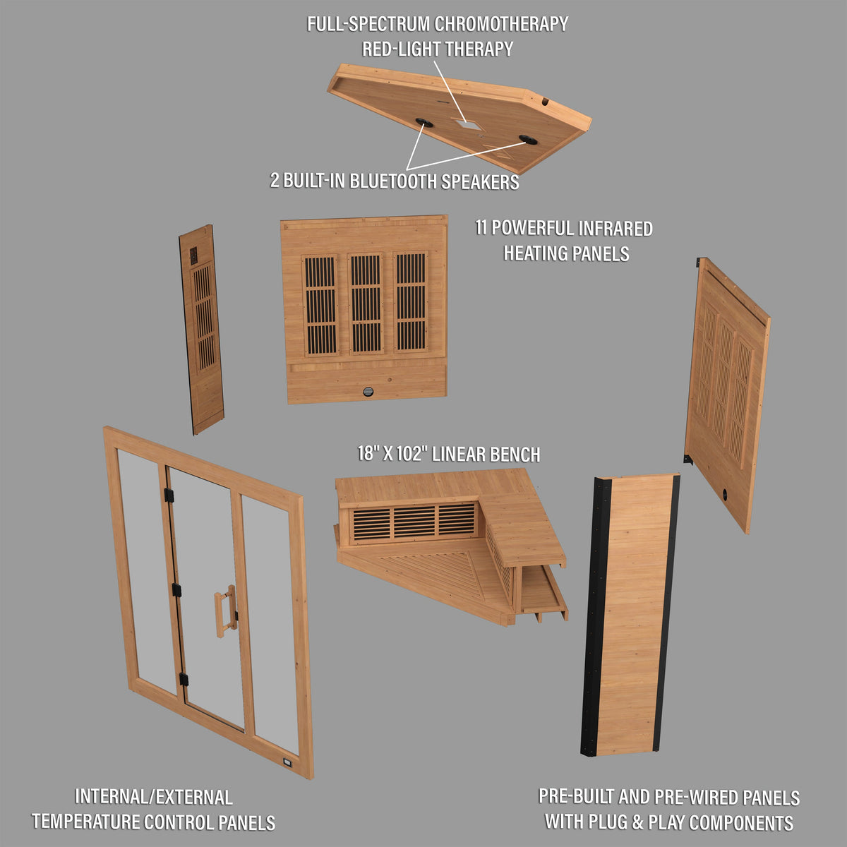 Rylan Indoor Infrared Corner Sauna - 4 Person