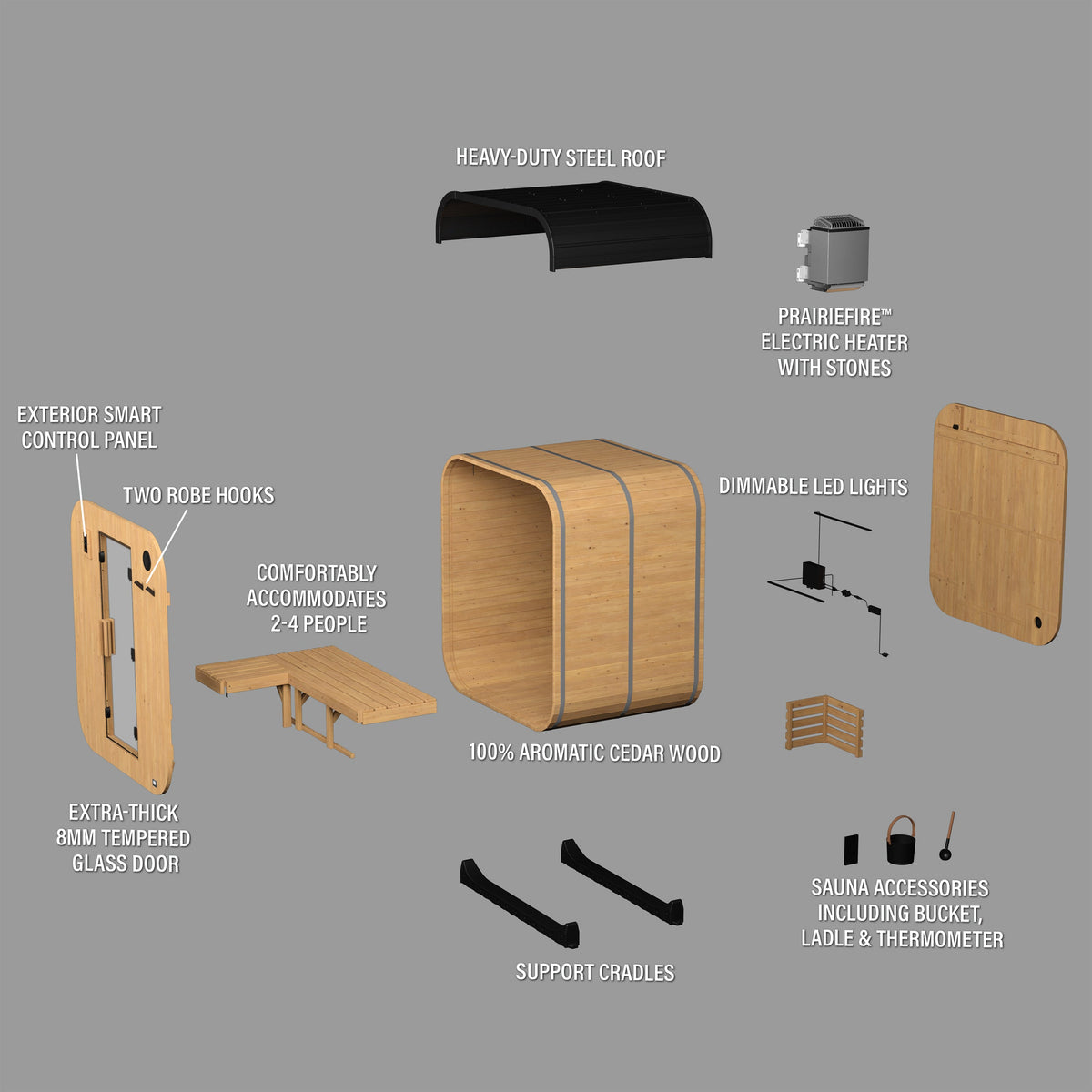 Lennon Outdoor Cube Sauna - 2-4 Person